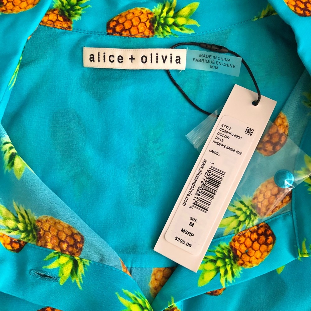 NWT Alice + Olivia Ziggy Pineapple Ruffled Blouse - Picture 6 of 6